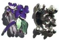 1 18x26mm Dragonfly & Butterfly Rhodium Floral Slider